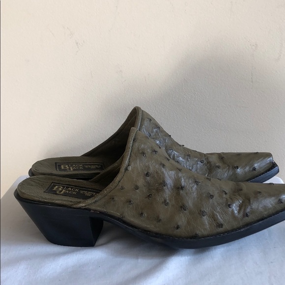 ❌SOLD❌ NWOB BLACK JACK Women’s Ostrich Mules - Picture 2 of 8